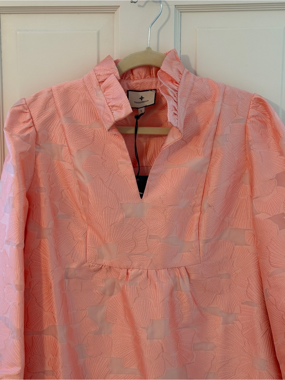 Tuckernuck Pink Textured Ruffle-Hem Long Sleeve Dress - Picture 2 of 3